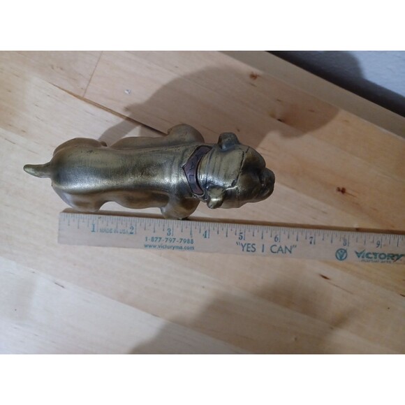 BRASS BULLDOG STATUE YALE UNIVERSITY  Vintage Dog Paperweight  Decorative Art - Picture 10 of 11